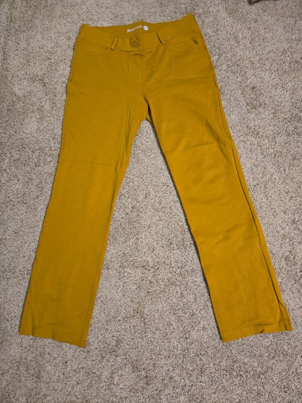 Betabrand Seven-Pocket Straight-Leg Dress Pant Yoga Pant in Goldenrod Size L
